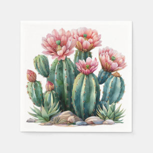 Watercolor desert flowers cacti. napkins