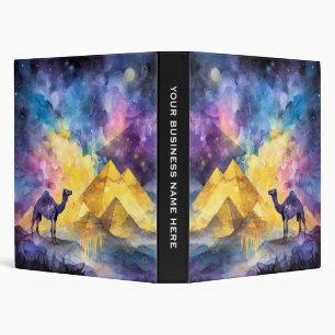 Watercolor Desert Galaxy Camel Pyramid Travel 3 Ring Binder