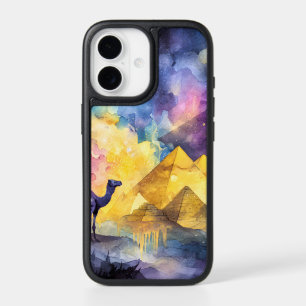 Watercolor Desert Galaxy Camel Pyramid Travel iPhone 17 Case