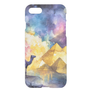 Watercolor Desert Galaxy Camel Pyramid Travel iPhone SE/8/7 Case