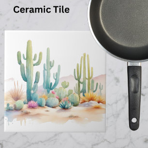 Watercolor Desert Illustration Ceramic Tile