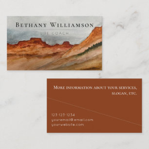 Watercolor Desert Landscape Orange Business Card