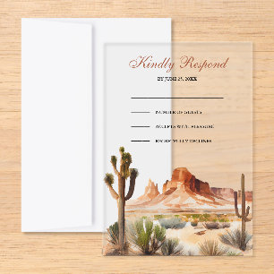 Watercolor Desert Mountain Cactus Wedding Acrylic Rsvp Card