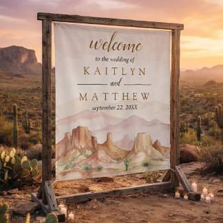 Watercolor Desert Range Wedding Suite - Welcome Tapestry