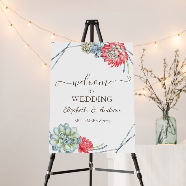 Watercolor Desert Red Succulents Foam Board (In Situ (Stand))