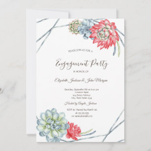Watercolor Desert Red Succulents Invitation