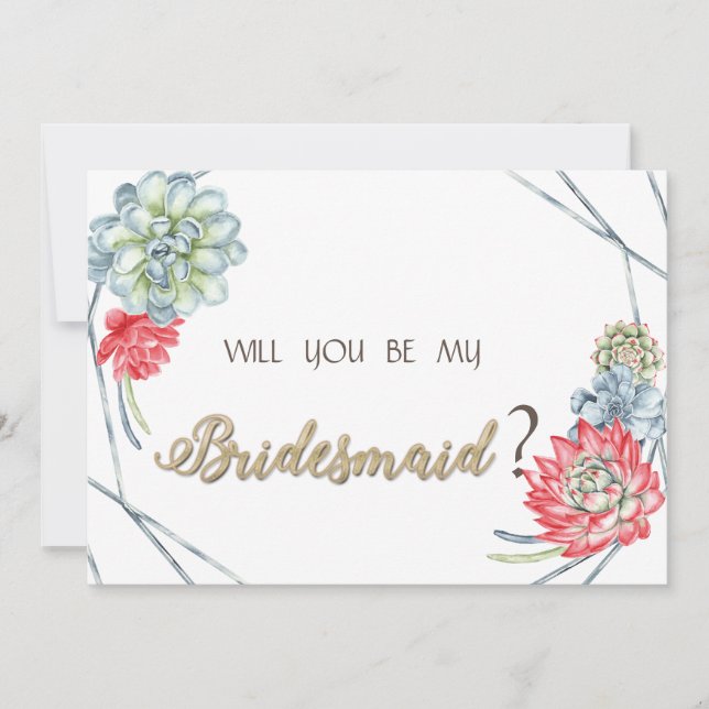 Watercolor Desert Red Succulents Invitation (Front)