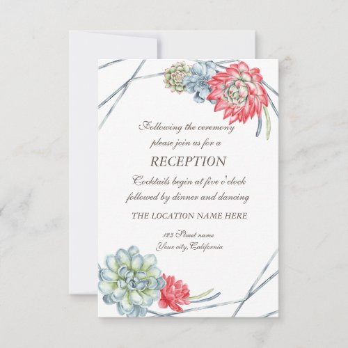 Watercolor Desert Red Succulents Wedding   Invitation