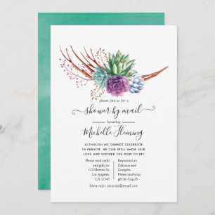 Watercolor Desert Succulents Baby Shower by Mail Invitation