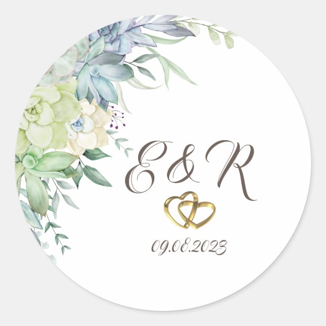 Watercolor Desert Succulents Classic Round Sticker (Front)