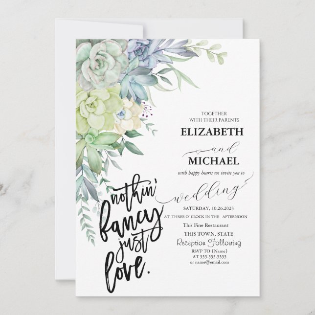 Watercolor Desert Succulents Dots Invitation (Front)
