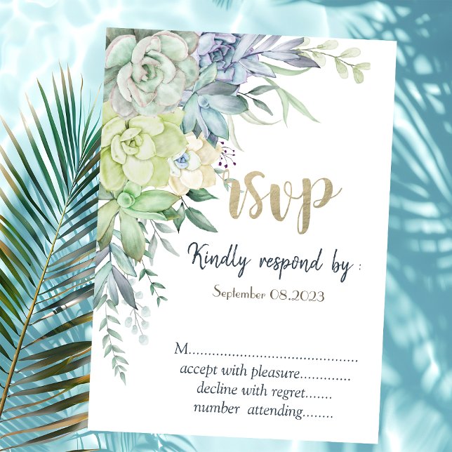 Watercolor Desert Succulents Dots RSVP   Invitation (Creator Uploaded)