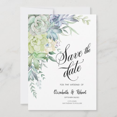 Watercolor Desert Succulents Dots Save The Date