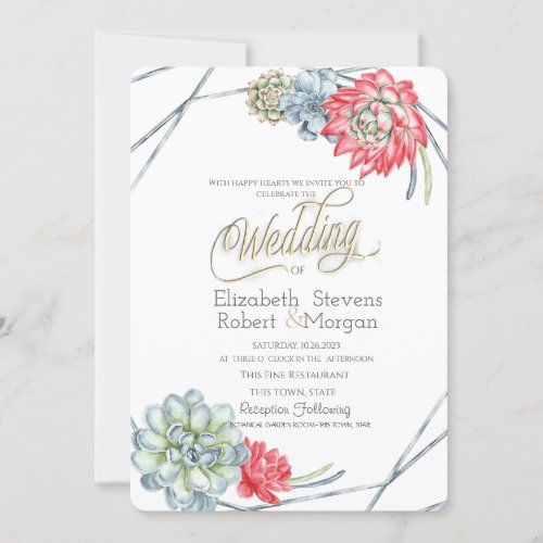 Watercolor Desert Succulents  Invitation