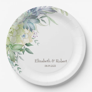 Watercolor Desert Succulents Paper Plates