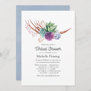 Watercolor Desert Succulents Virtual Baby Shower Invitation