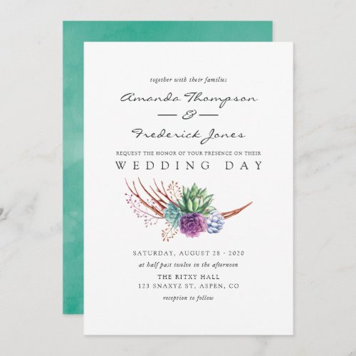 Watercolor Desert Succulents Wedding Invitation