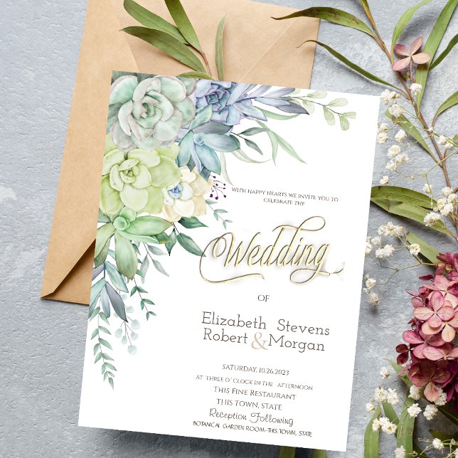 Watercolor Desert Succulents Wedding Invitation (Creator Uploaded)