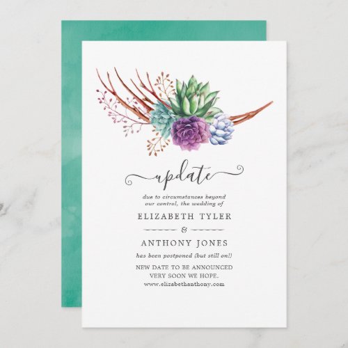 Watercolor Desert Succulents Wedding Update Invitation