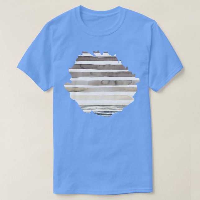 Watercolor Desert Sunset Stripes Cream T-Shirt (Design Front)