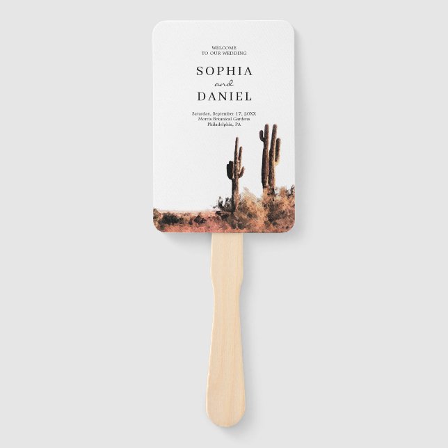 Watercolor Desert Wedding Program Fan (Front)
