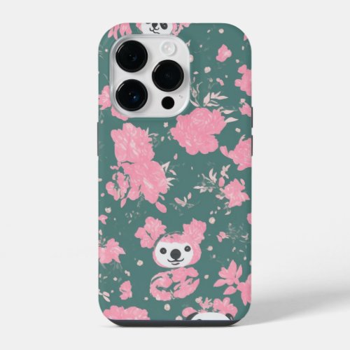 Watercolor Design Cute koala face Floral iPhone 14 Pro Case