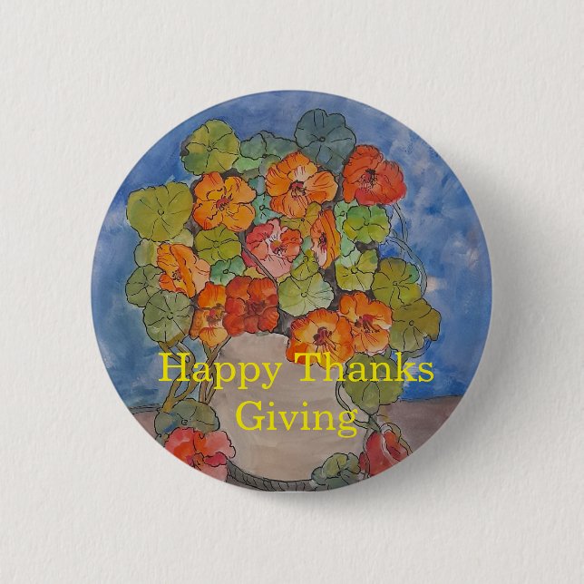 WaterColor design for thanks giving Button (Front)