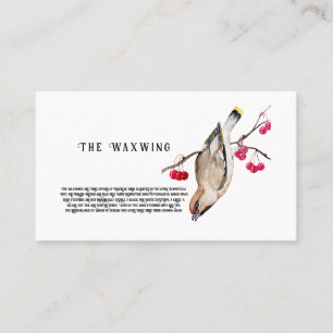 Watercolor design Forest bird waxwing. Business Card