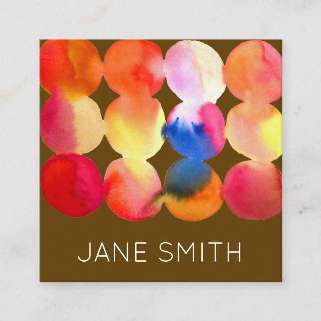 Watercolor design modern stylish creative industry square business card (Front)