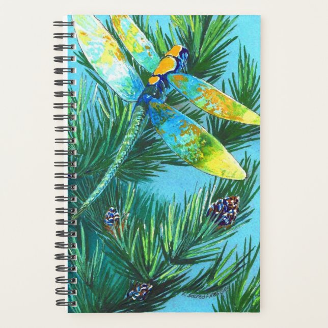 Watercolor Designed Dragonfly Customizable Planner (Front)