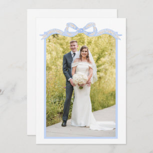 Watercolor Designer Blue Monogram Christmas Photo Holiday Card