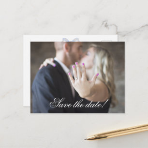 Watercolor Designer Blue Photo Save the Date Postcard