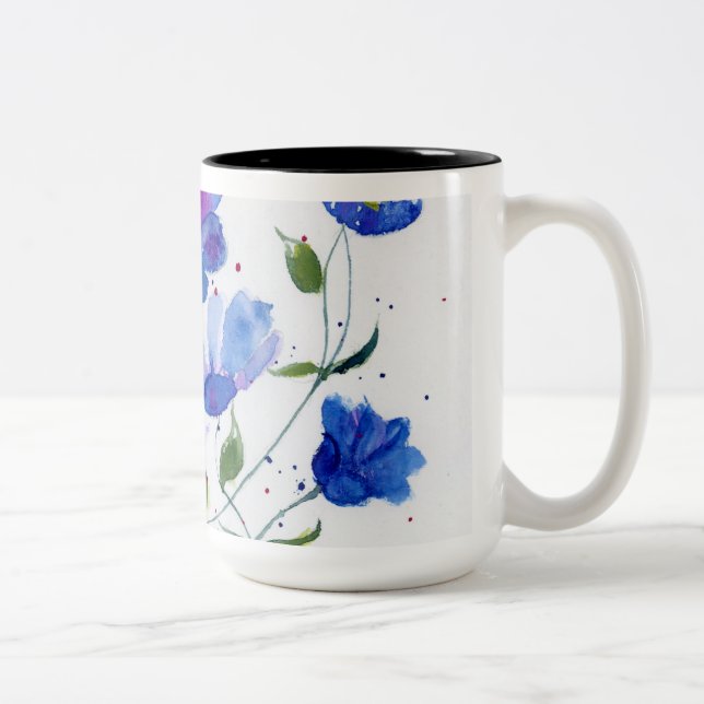 Watercolor Designer Mug - Beautiful Vibrant Blues (Right)