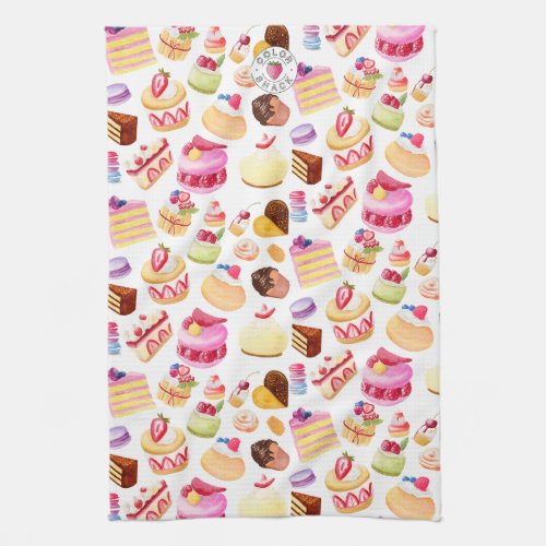 Watercolor Desserts and Pastries Kitchen Towel