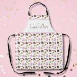 Watercolor Desserts Cake Boss Apron<br><div class="desc">This apron features a delightful watercolor pattern of chocolate cake,  cupcakes,  strawberries dipped in chocolate,  fruit tarts,  and more! Adorned with the playful phrase "Cake Boss, ".</div>