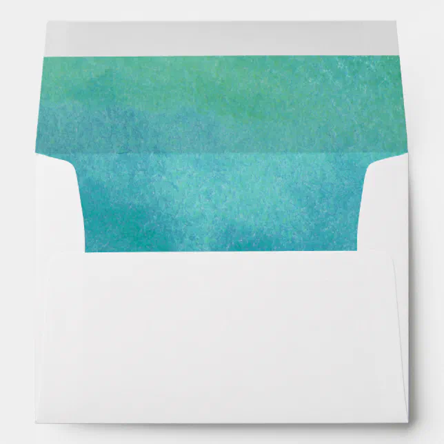 Watercolor Destination Beach Lined Wedding Envelope | Zazzle