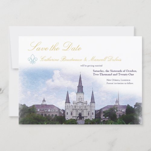 Watercolor Destination New Orleans Save The Date