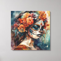 Watercolor Día de los Muertos Catrina Portrait