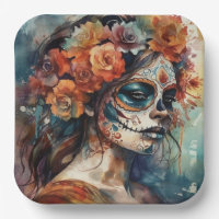 Watercolor Día de los Muertos Catrina Portrait