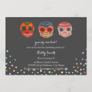 Watercolor Dia de los Muertos Skulls Invitation