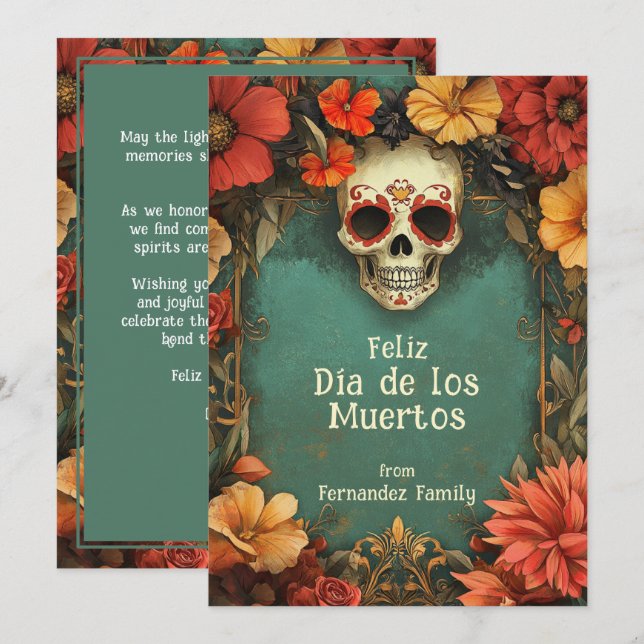 💀🎉 Watercolor Día de Muertos greeting card (Front/Back)