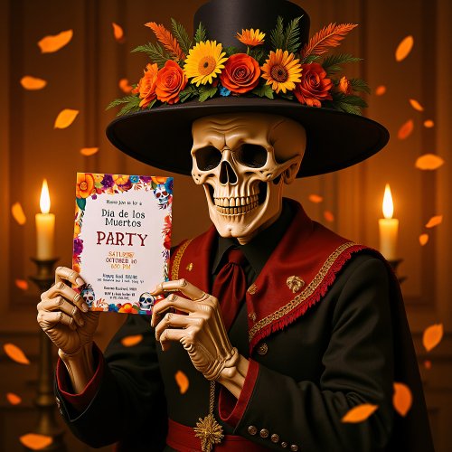 💀🎉 Watercolor Día de Muertos Party Invitation