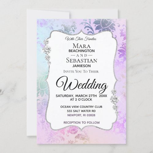  Watercolor Diamond Vintage Modern  Wedding Invitation