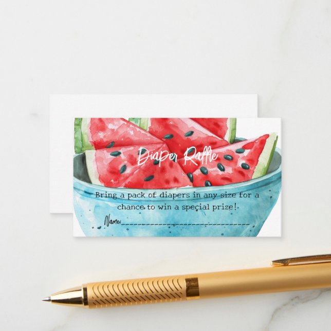 Watercolor Diaper Raffle Ticket Enclosure Card (Front/Back In Situ)