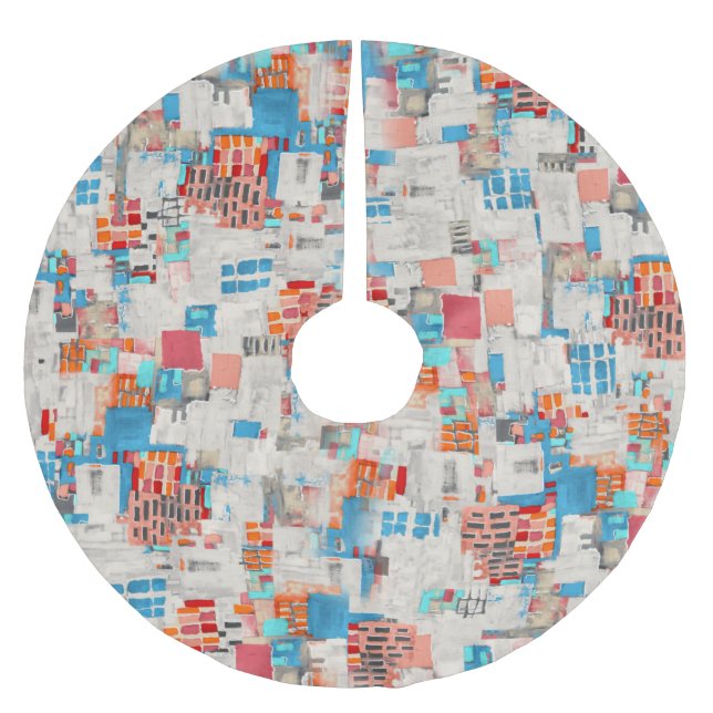 Watercolor Digital Texture Pattern Brushed Polyester Tree Skirt (Front)