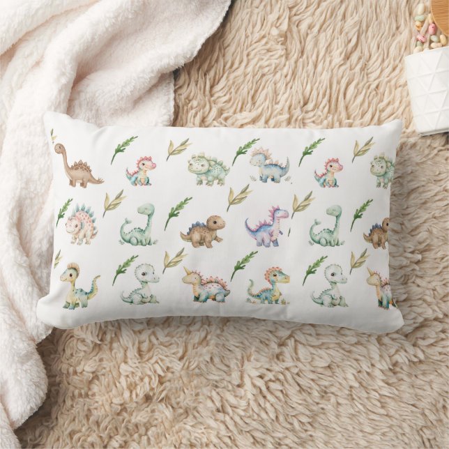  ​Watercolor Dino Art Throw Pillow (Blanket)