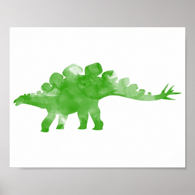 Watercolor Dino Dinosaur Baby Boy Nursery Print (Front)