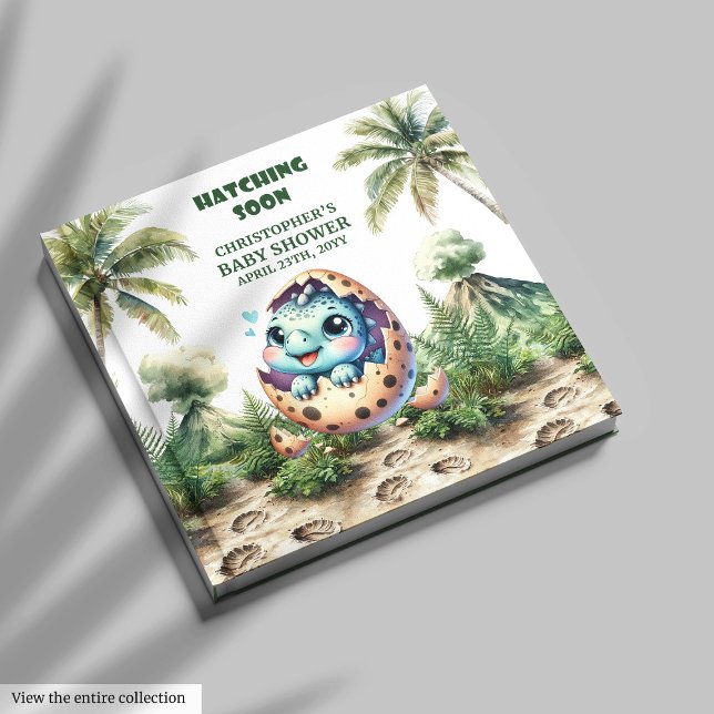 Watercolor Dino Hatching Soon Sign-In Book (Watercolor Dino Hatching Soon Sign-In Book)