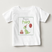 Watercolor Dinosaur 2nd birthday Baby T-Shirt
