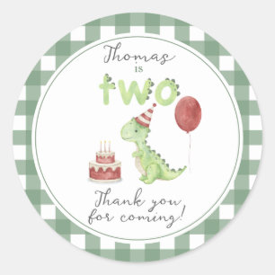 Watercolor Dinosaur 2nd birthday Classic Round Sticker
